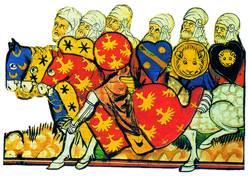 El ejército de Saladino contra las huestes cristianas. Siglo XIV